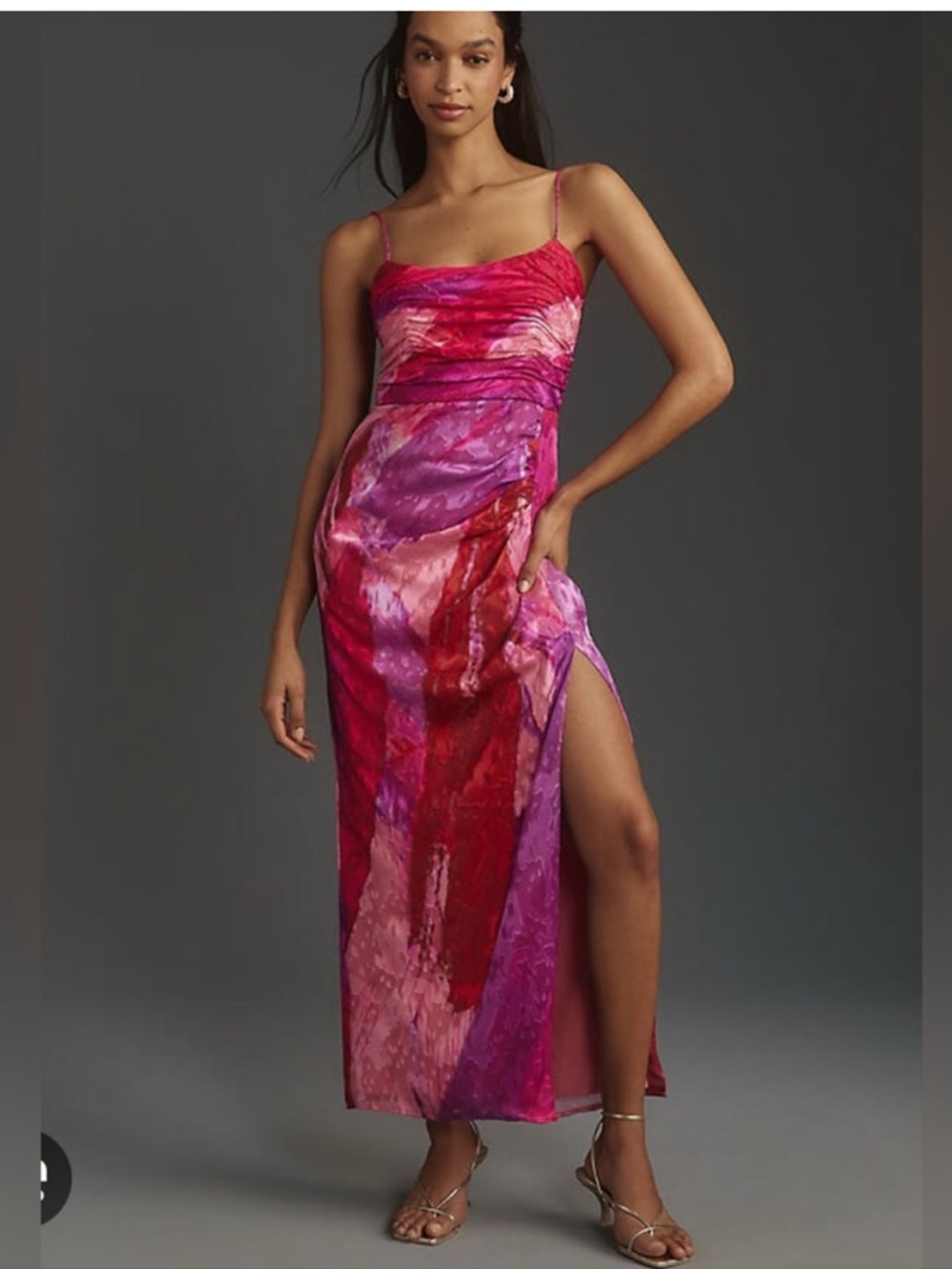 NWT Hutch Luxe Sleeveless Maxi Dress Pink Swirl Brushstroke Size 6 Retail $326